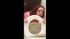 Nasty Tiffany Soto Toilet Licking and Panty Stuffing in public!!