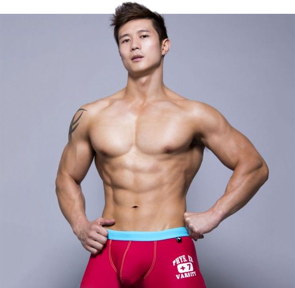 Asian boy in underwear