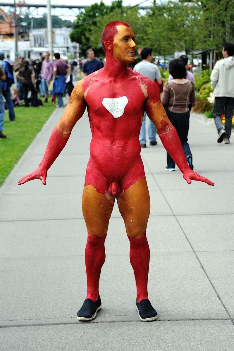 Naked body paint cosplay