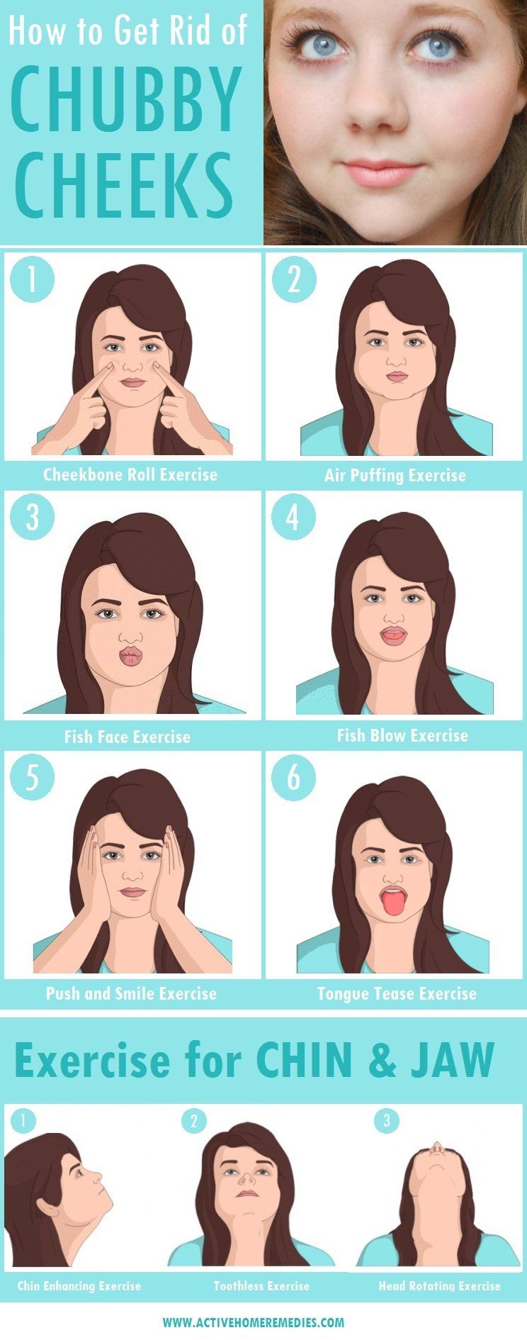 Facial exercises to reduce cheeks