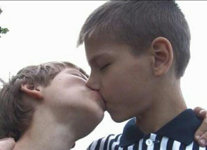 Naked boys kissing young